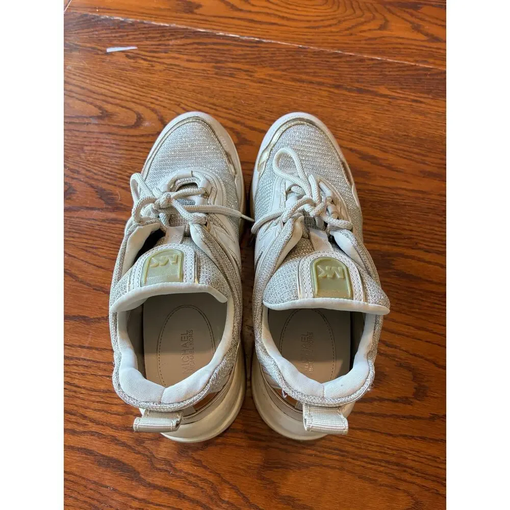 Michael Kors Olympia Trainer Sneakers In Pale Gold Platform Size 9.5